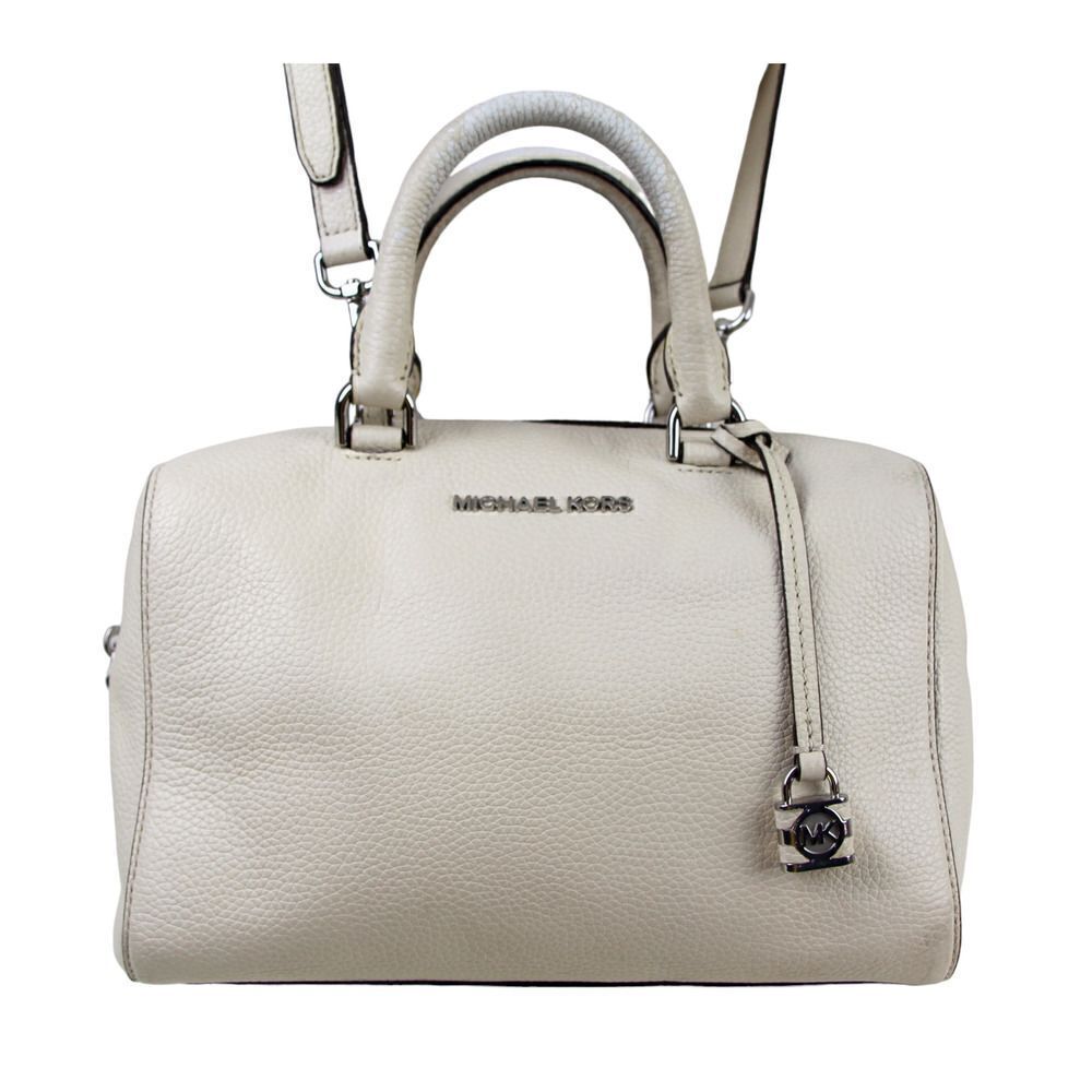 Michael Kors IVORY REAL LEATHER MEDIUM X-BODY SHOULDER BAG SATCHEL HANDBAG PURSE